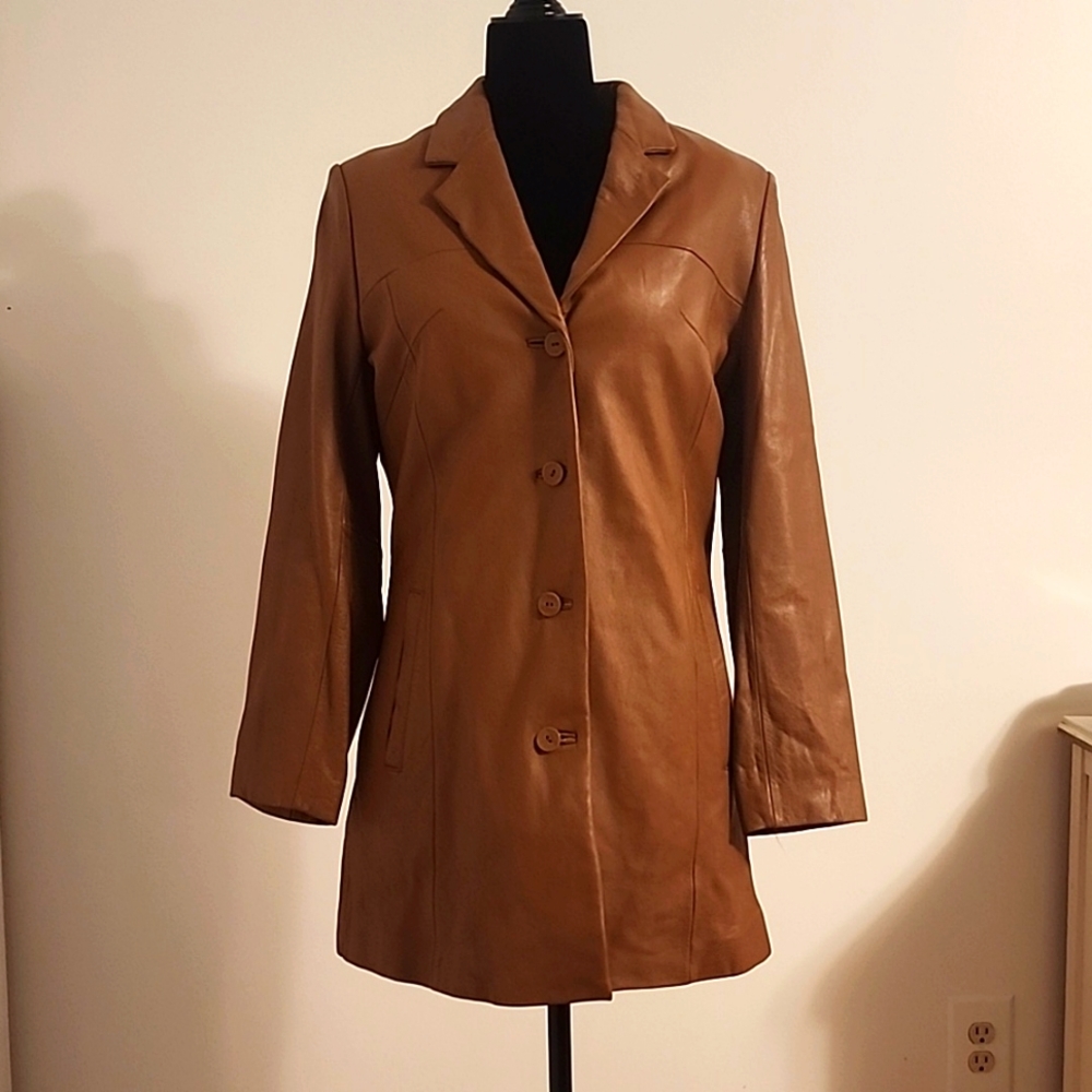 Wilsons Leather 3/4 Tan Leather Coat PRISTINE CONDITION